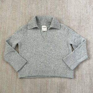 Abercrombie & Fitch Gray V Neck Cotton Sweater M